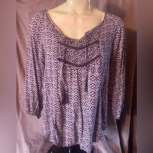 Mossimo Supply Co. Purple and White Blouse